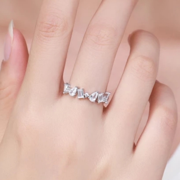 925 Sterling Silver Geometric Shapes Cubic Zirconi - Picture 5 of 9